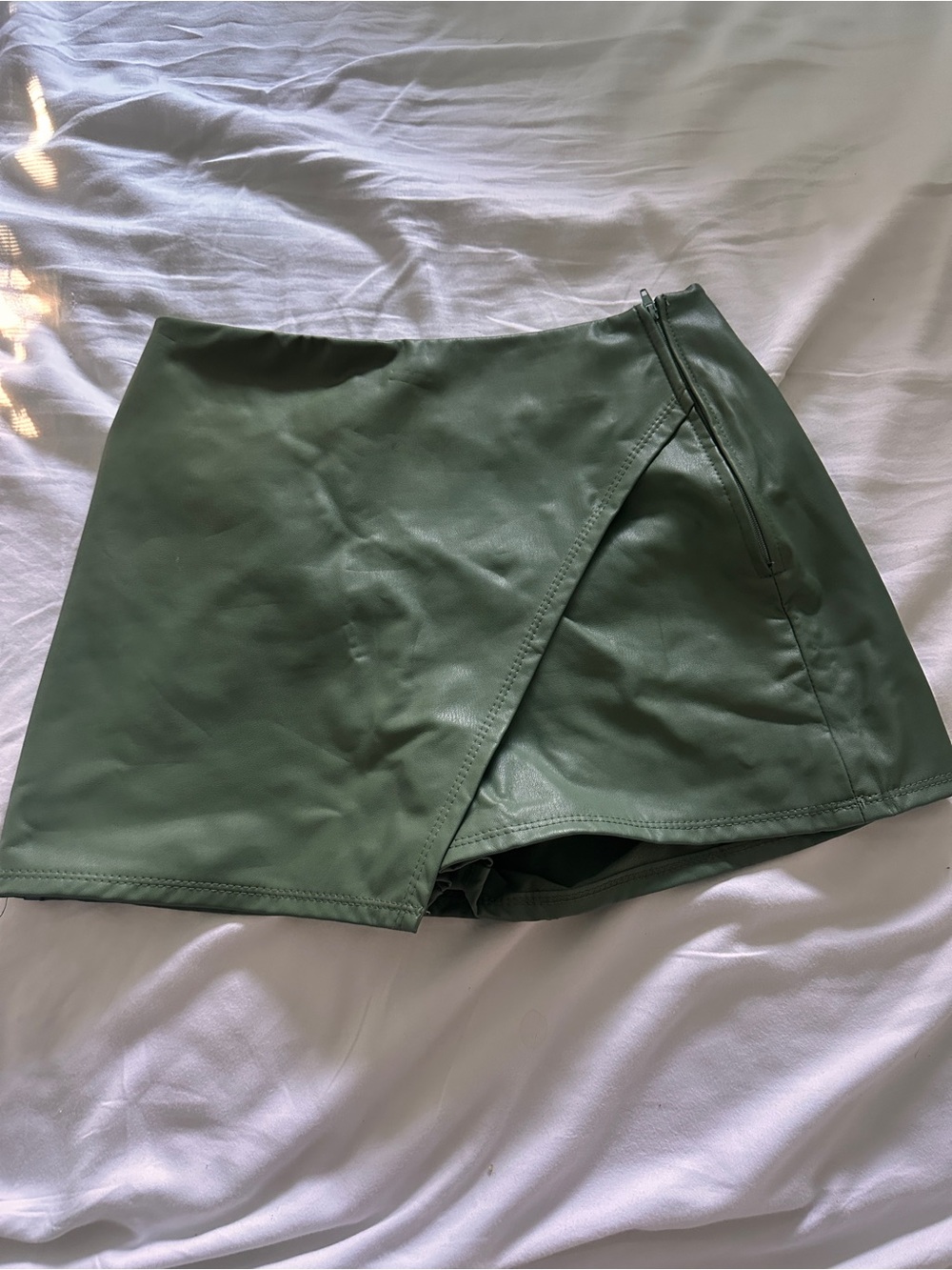 Altar'd State Green Faux Leather Wrap Skort